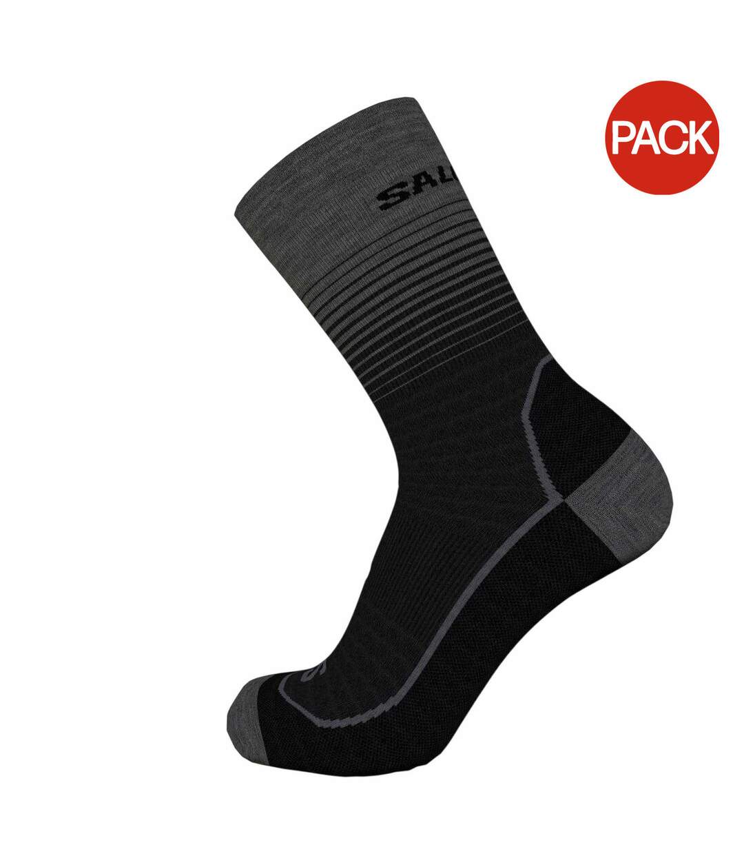 Lot De 2  Chaussettes Marche Motif/style Rayures Horizontales Homme Gris Salomon-1