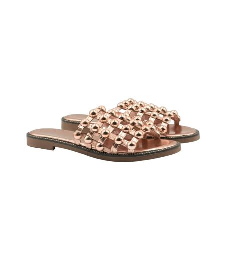 Womens/ladies kelly pu sliders rose gold Where´s That From