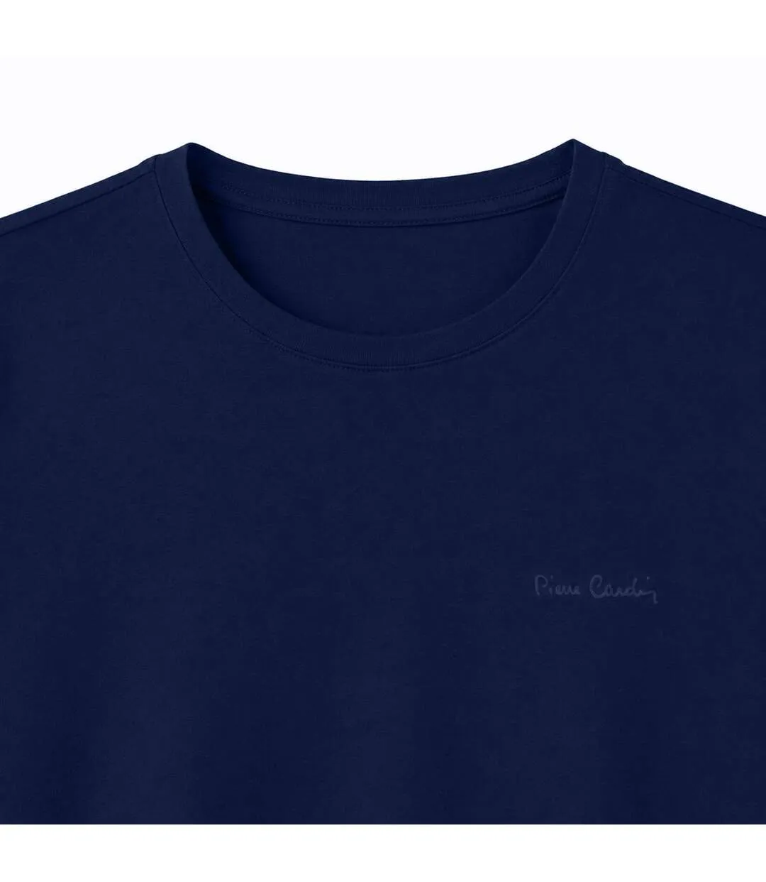 T-shirt homme en col rond avec broderie signature sur la poitrine Pierre Cardin-2