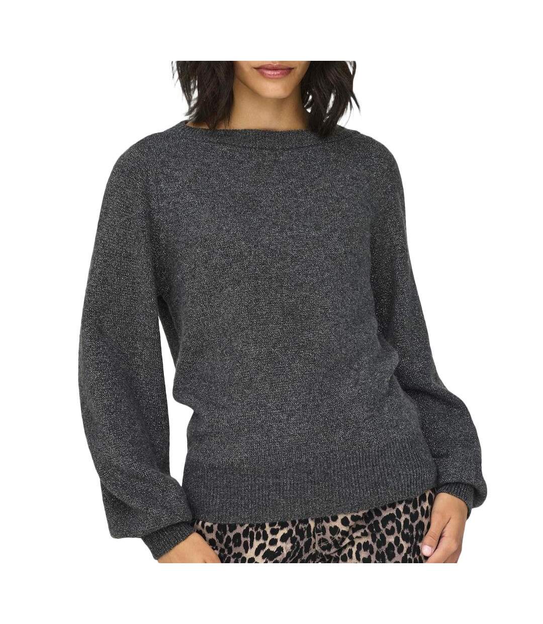 Pulls gris femme jdy jdyrue glitter l/s boat pullove knt noos 15330648-dgm-1