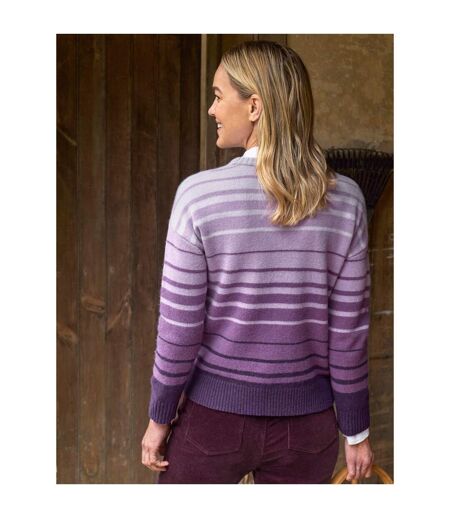 Womens/ladies Ombre Stripes Jumper Purple WoolOvers