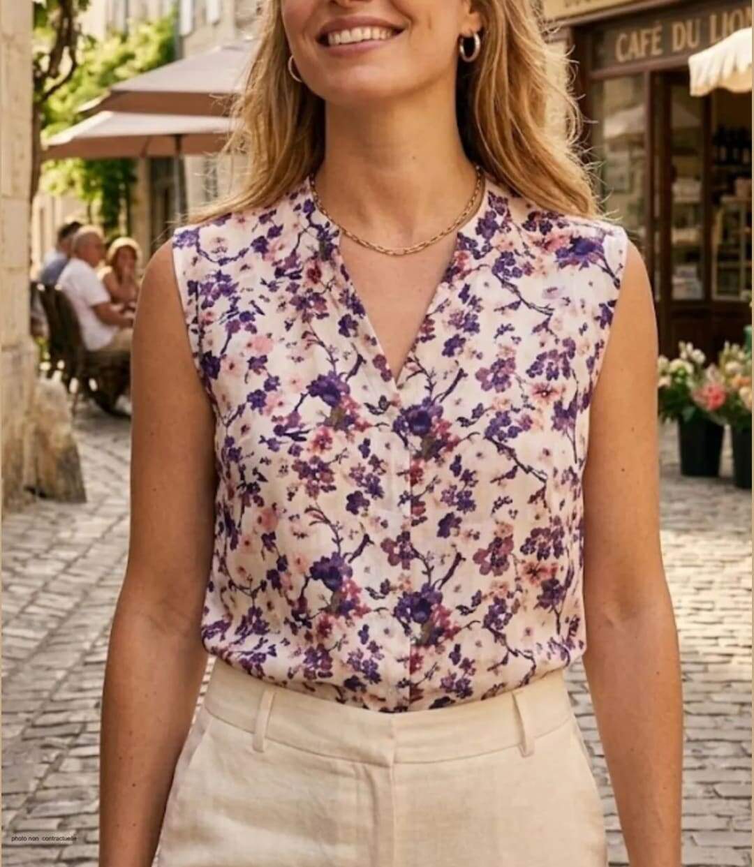 Chemisier sans manches MAYFLOWER N1130A : le top en viscose fluide pour un été frais et élégant-1
