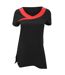 Premier Womens/Ladies Ivy Beauty And Spa Tunic (Contrast Neckline) (Black / Strawberry Red) - UTRW2827