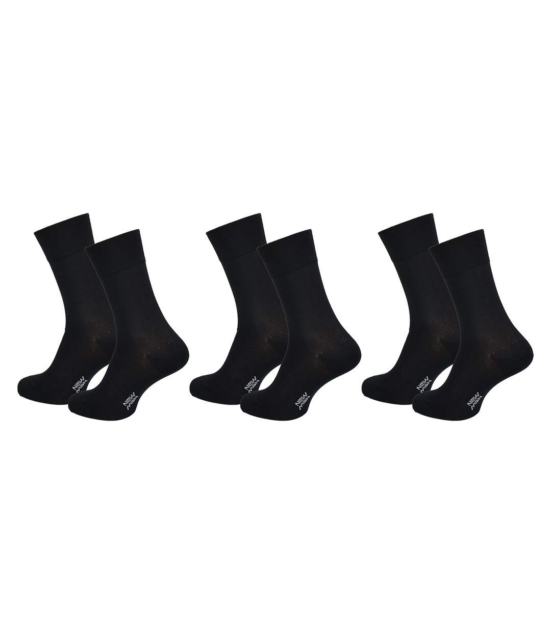 Chaussettes homme NEW MAN Confort et qualité -Assortiment modèles photos selon arrivages- Pack de 3 Paires NEW MAN Fil d'écosse Noires-1