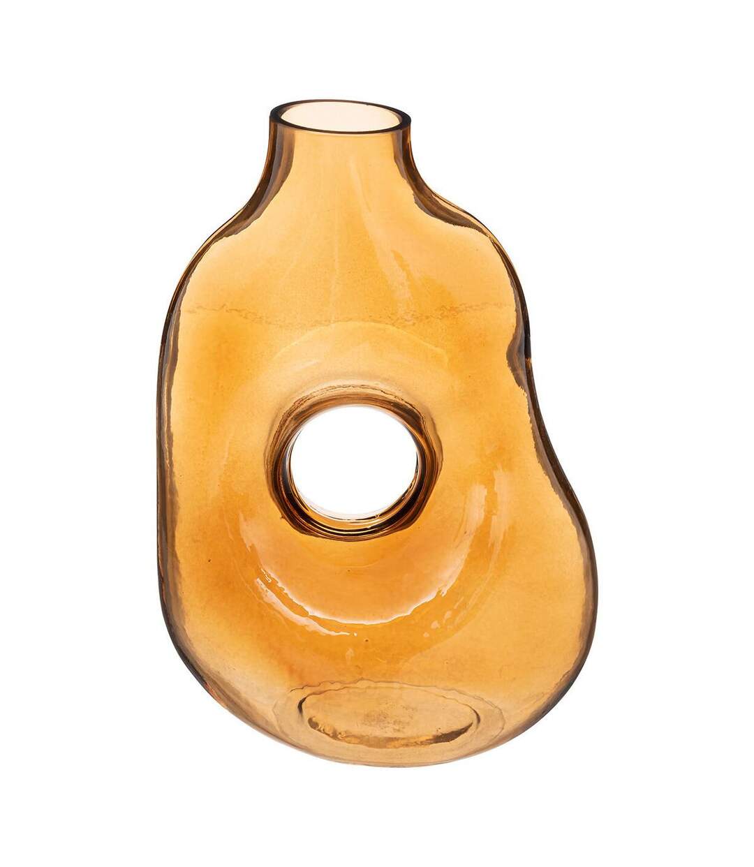 Vase Donut en Verre Solag 25cm Ambre-1