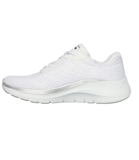 Womens/ladies Arch Fit 2.0 Glow The Distance Trainers White Silver Skechers