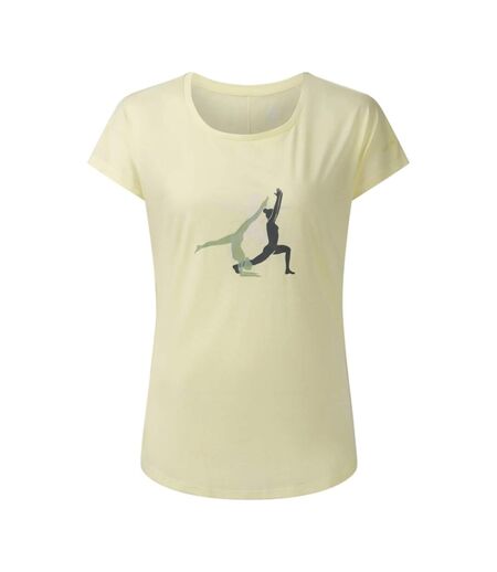 T-shirt Motif/style Posture De Yoga Serenity Femme Jaune Cire Dare 2B