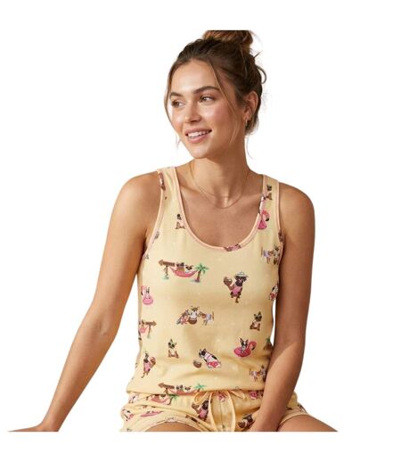 Débardeur Sans Manches Motif/style Imprimé Chien Femme Jaune PJ Salvage
