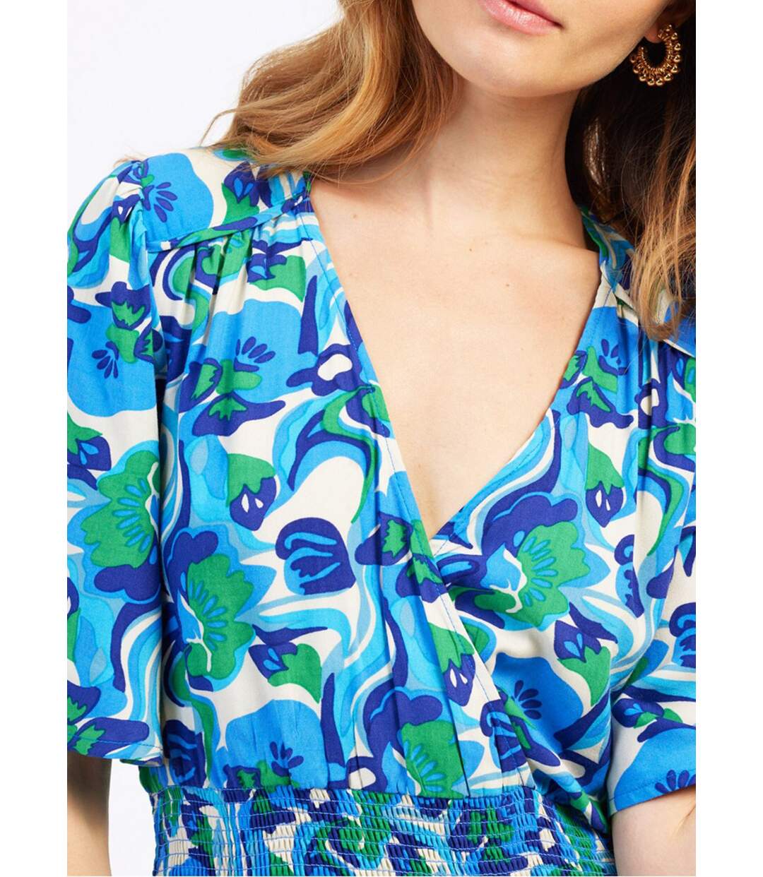 Robe courte taille élastiquée à motif-4