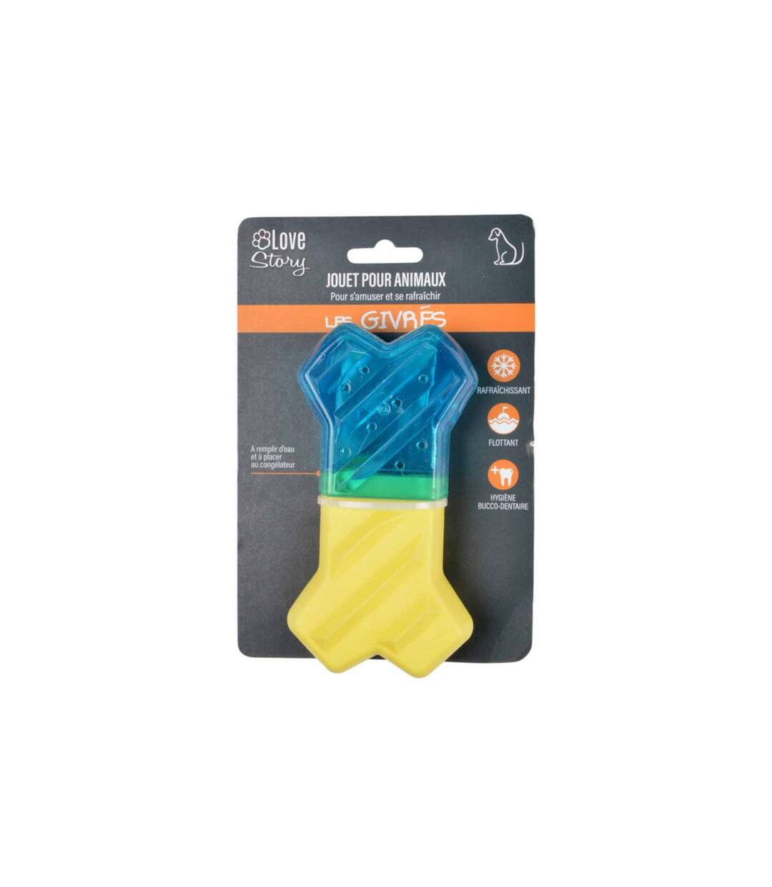 Jouet pour Chien Givré Os 13cm Bleu & Jaune-4