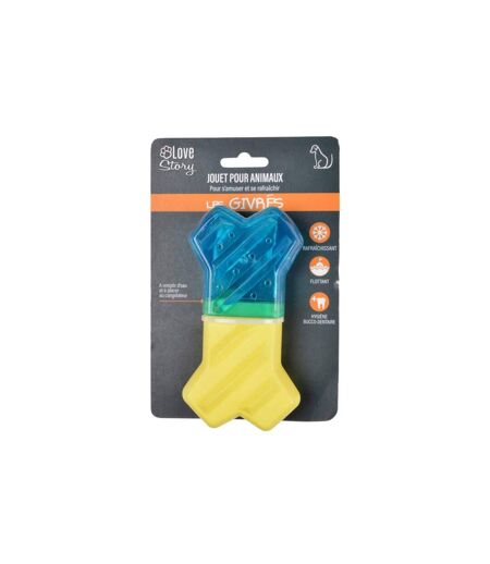 Jouet pour Chien Givré Os 13cm Bleu & Jaune