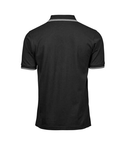 Tee Jays Mens Tipped Stretch Polo Shirt (Black/White)