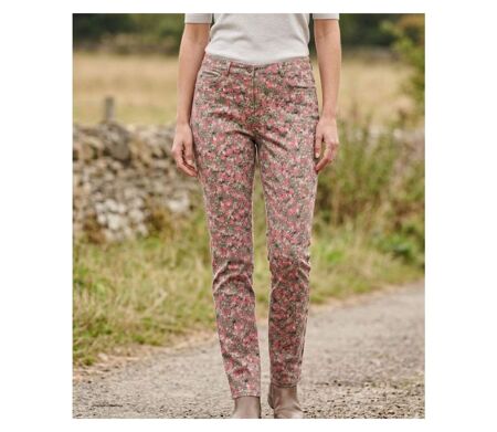 MAYFLOWER BELINDA2O - Pantalon stretch imprimé fleuri orange : fraîcheur et confort absolu