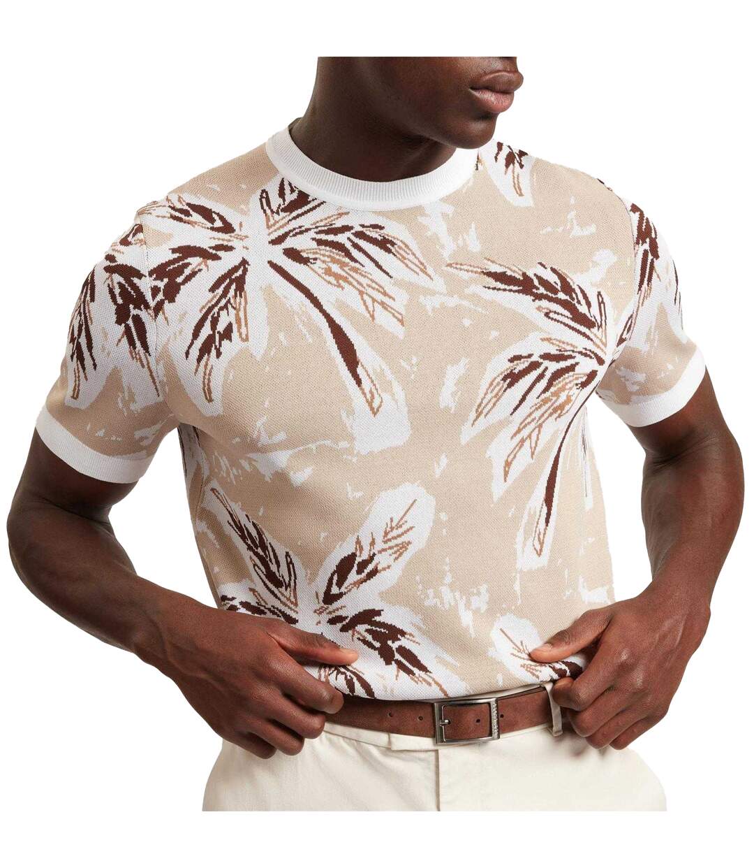 T-shirt Manches Courtes Motif/style Palmier Homme Taupe Ted Baker-4