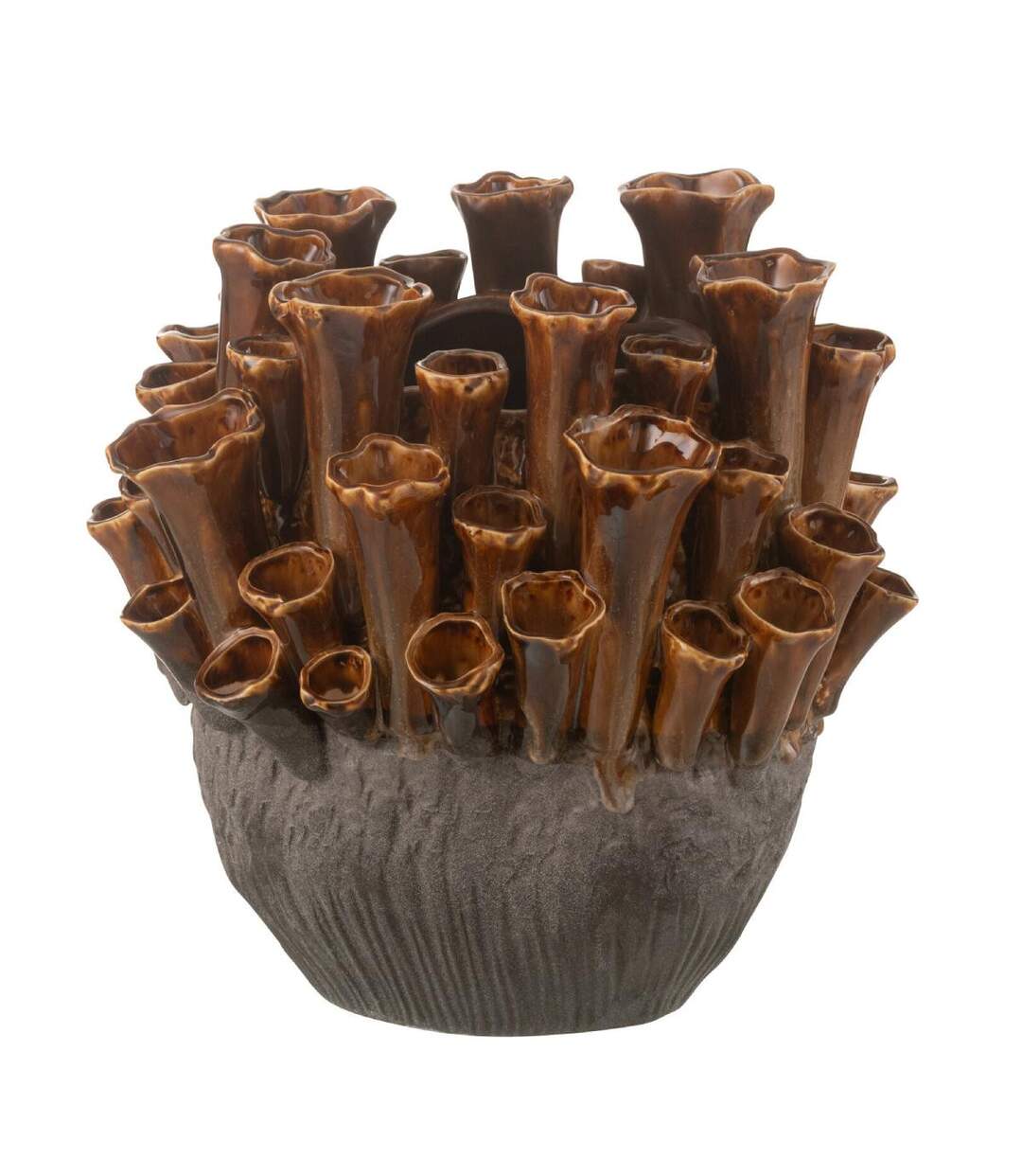 Vase en Porcelaine Anémone 28cm Marron-1
