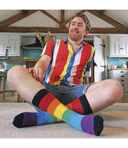 Mens Rainbow Socks & Boxers Set | 4 Pack Boxers & 3 Pack Striped Novelty Socks