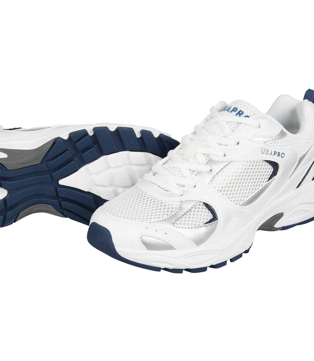 Womens/ladies Pro Mira Synthetic Leather Trainers White Navy USA Pro-4