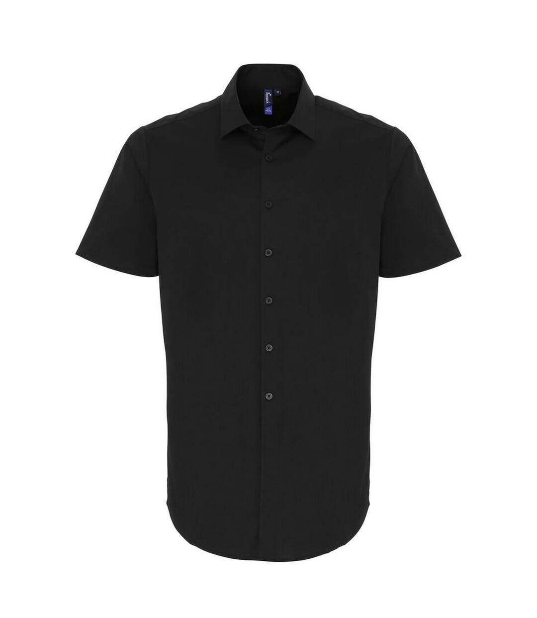 Mens stretch fit poplin short sleeve shirt black Premier-1