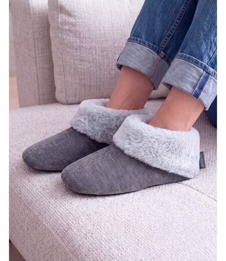 Isotoner Chaussons extra-light Bottillons femme sergé pailleté, semelle gomme ultra souple