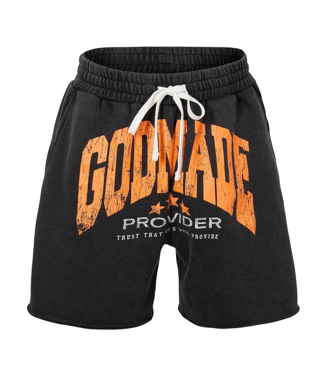 Mens Fleece Graphic Print Sweat Shorts Washed Grey GodMade-1