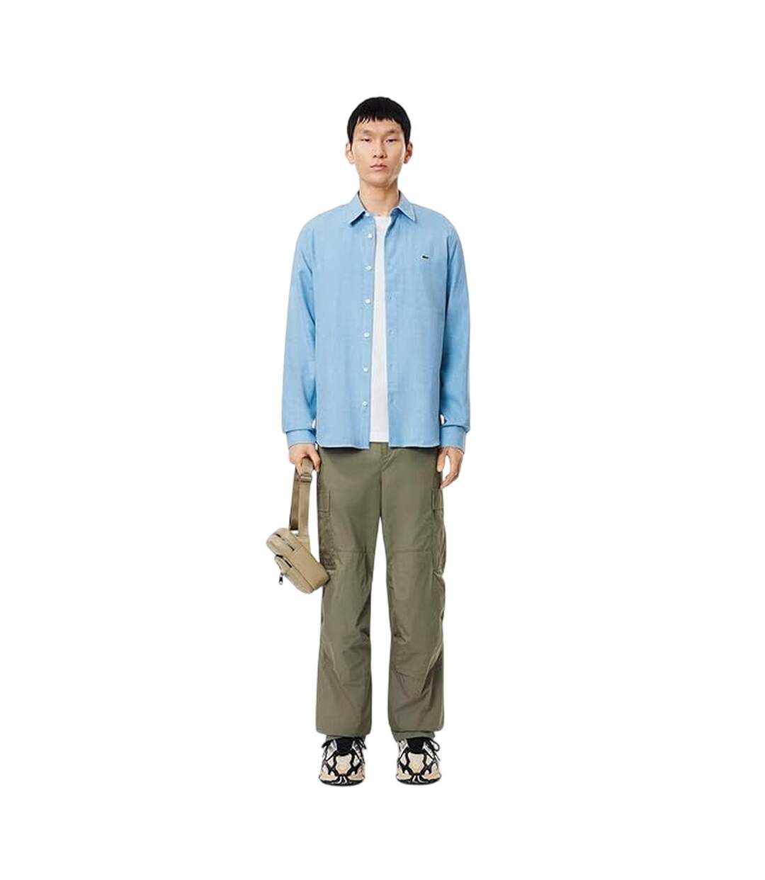 Mens Regular Long-sleeved Shirt Pastel Cornflour Blue Lacoste-1