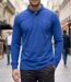 CHALLENGER NATHAN1 — Polo manches longues bleu piqué : le chic décontracté au quotidien-1