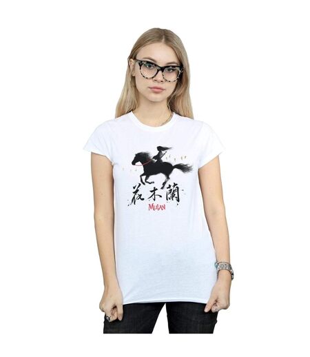Disney Femme/Les femmes Mulan Movie Wind Silhouette Cotton T-Shirt (Blanc) - UTBI30700