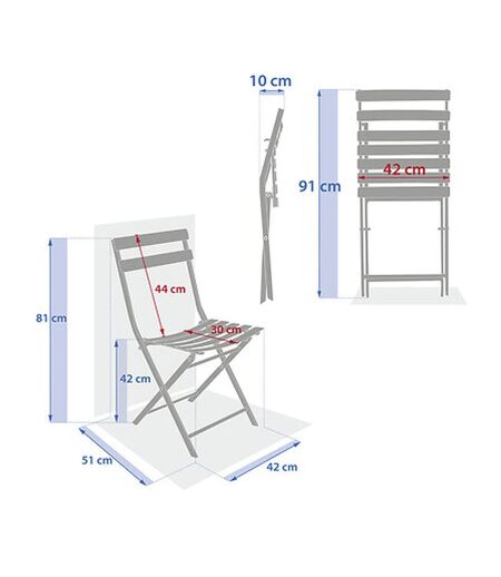Lot de 4 chaises de jardin pliables en métal GREENSBORO - Lie de vin