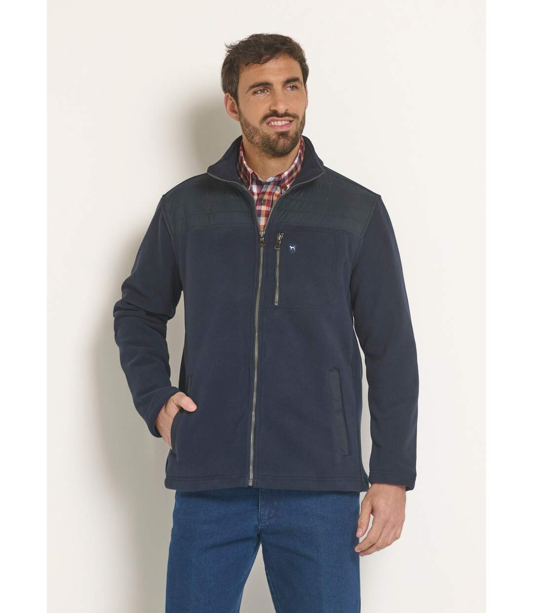 Veste polaire zippée empiècement épaules-1
