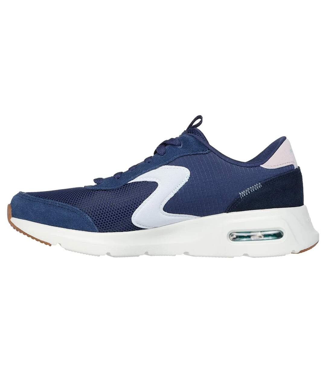 Womens/ladies skech-air court air wave suede trainers navy/white Skechers-2