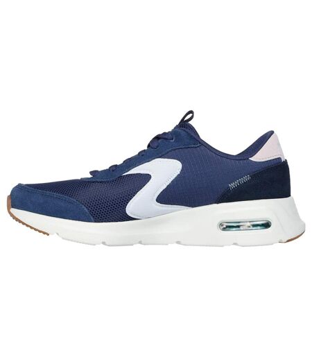 Womens/ladies skech-air court air wave suede trainers navy/white Skechers