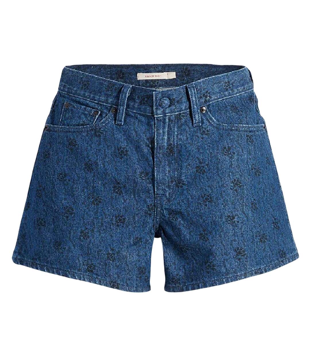 Womens/ladies Wellthread Flowers Mom Shorts Blue Levis-2