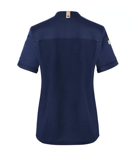 Womens/ladies Green-generation Short-sleeved Chef Jacket Steel Blue Karlowsky