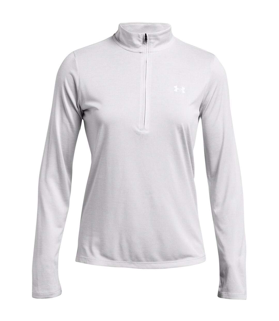 Womens/ladies Tech Textured Half Zip Top Halo Grey Under Armour-1