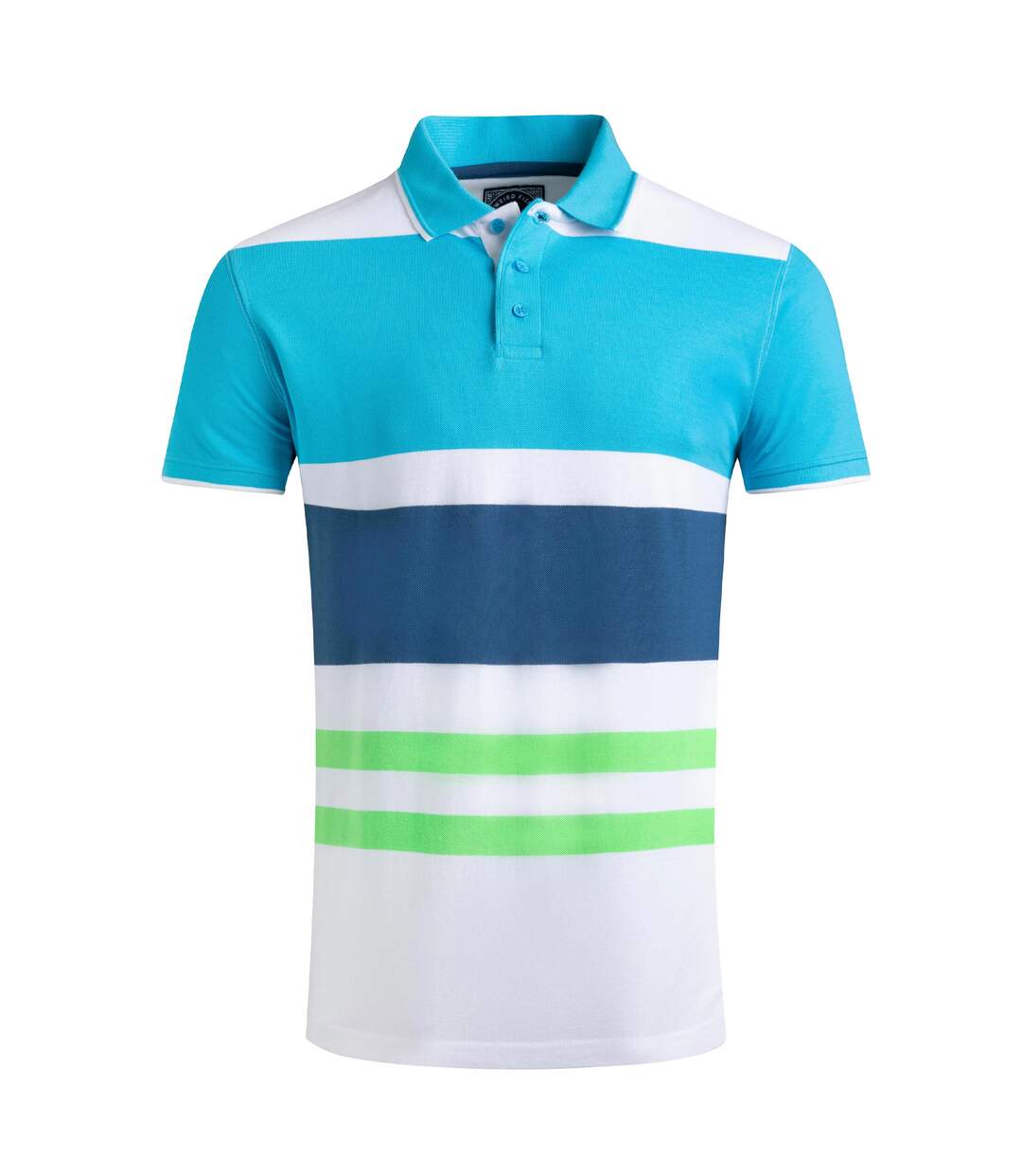 Mens sunbury stripe organic cotton polo shirt ocean Weird Fish-1
