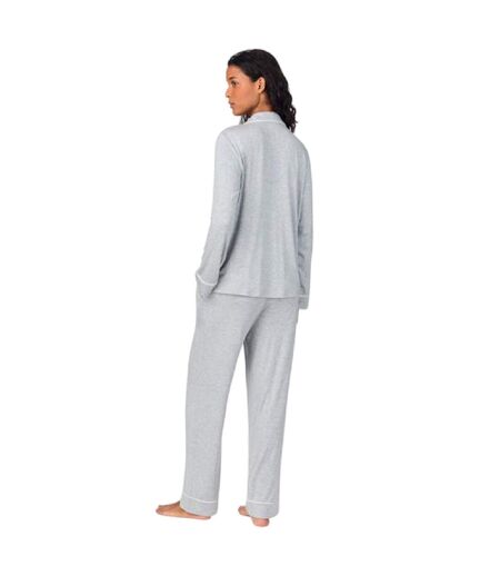 Ensemble De Pyjama Long Motif/style Passepoil Contrasté Femme Gris DKNY