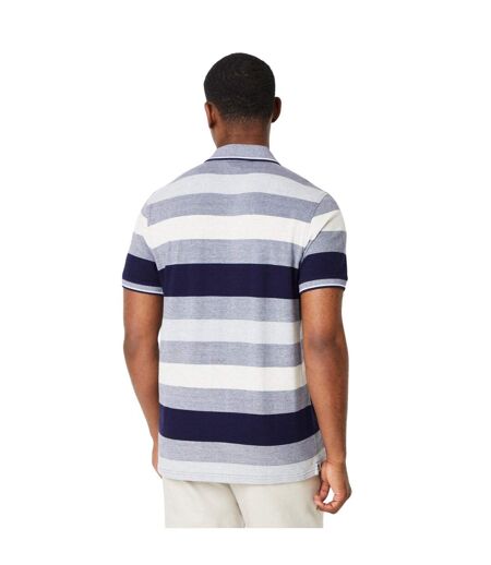 Mens barbados stripe polo shirt ecru Maine