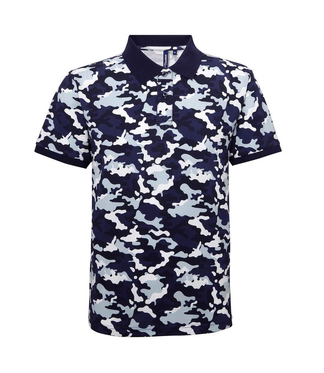 Polo à motif camouflage homme bleu camouflage Asquith & Fox