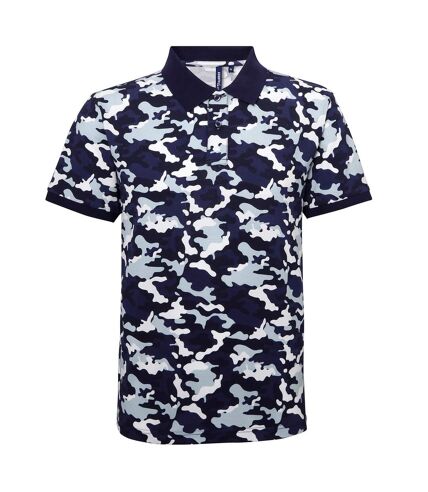 Asquith & Fox Mens Short Sleeve Camo Print Polo Shirt (Camo Blue)