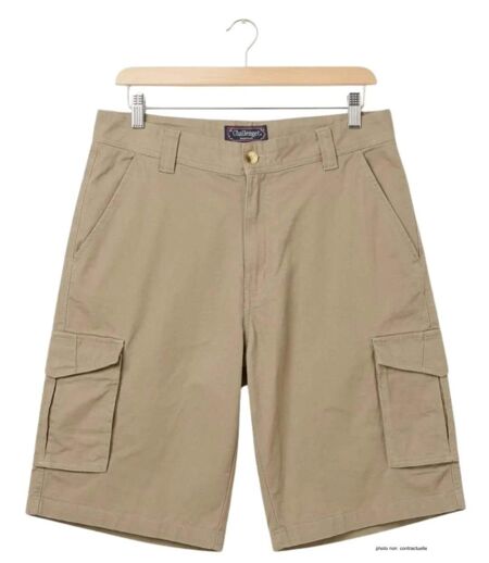 CHALLENGER INDIANA1 : Bermuda homme en coton stretch beige robuste et extensible