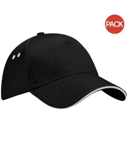 Lot de 2  Casquette adulte unisexe noir/gris clair Beechfield