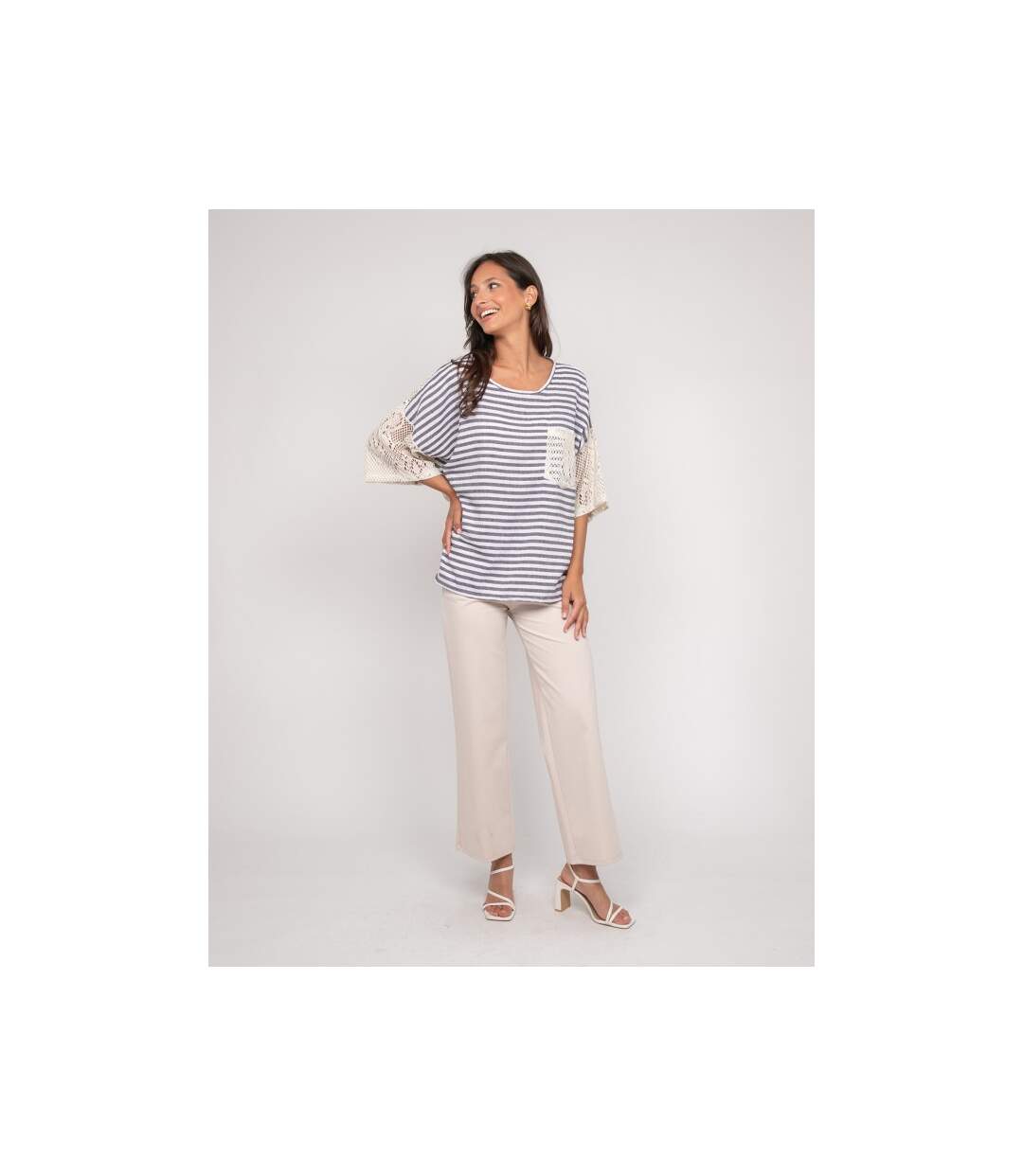 T-shirt rayures dos ajouré FINLEY - Dona X Lisa-4