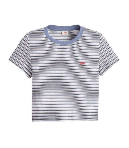 Womens/ladies Essential Sporty Striped Crop Top Cloud Dancer Levis