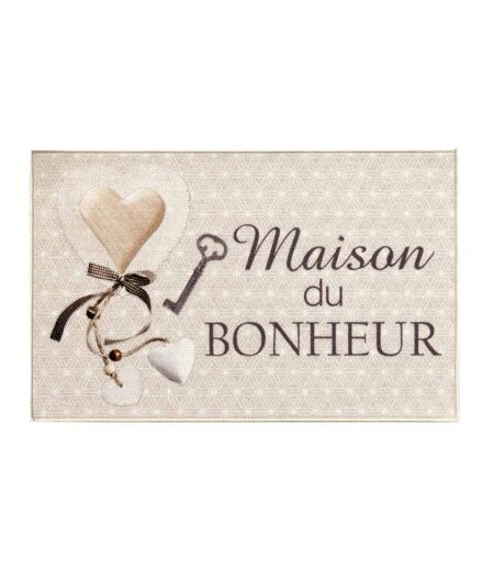 Tapis d'Entrée Imprimé Happiness 50x80cm Beige
