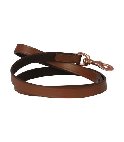 Deluxe leather padded dog lead one size tan/rose gold Benji & Flo