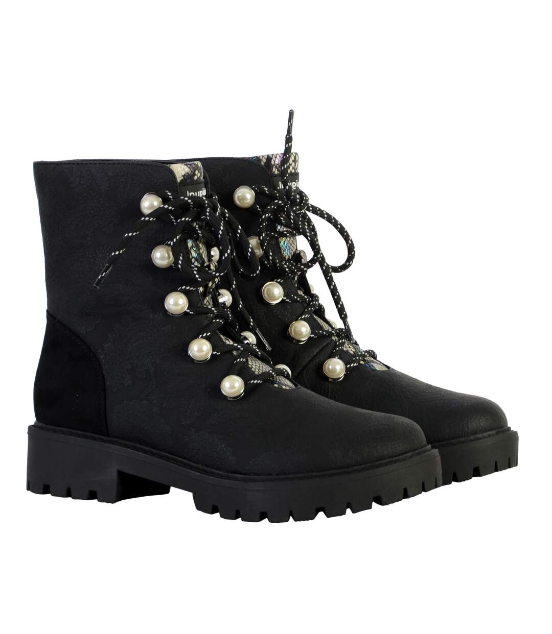 Bottines Cuir Montante Desigual Biker Pearl-3