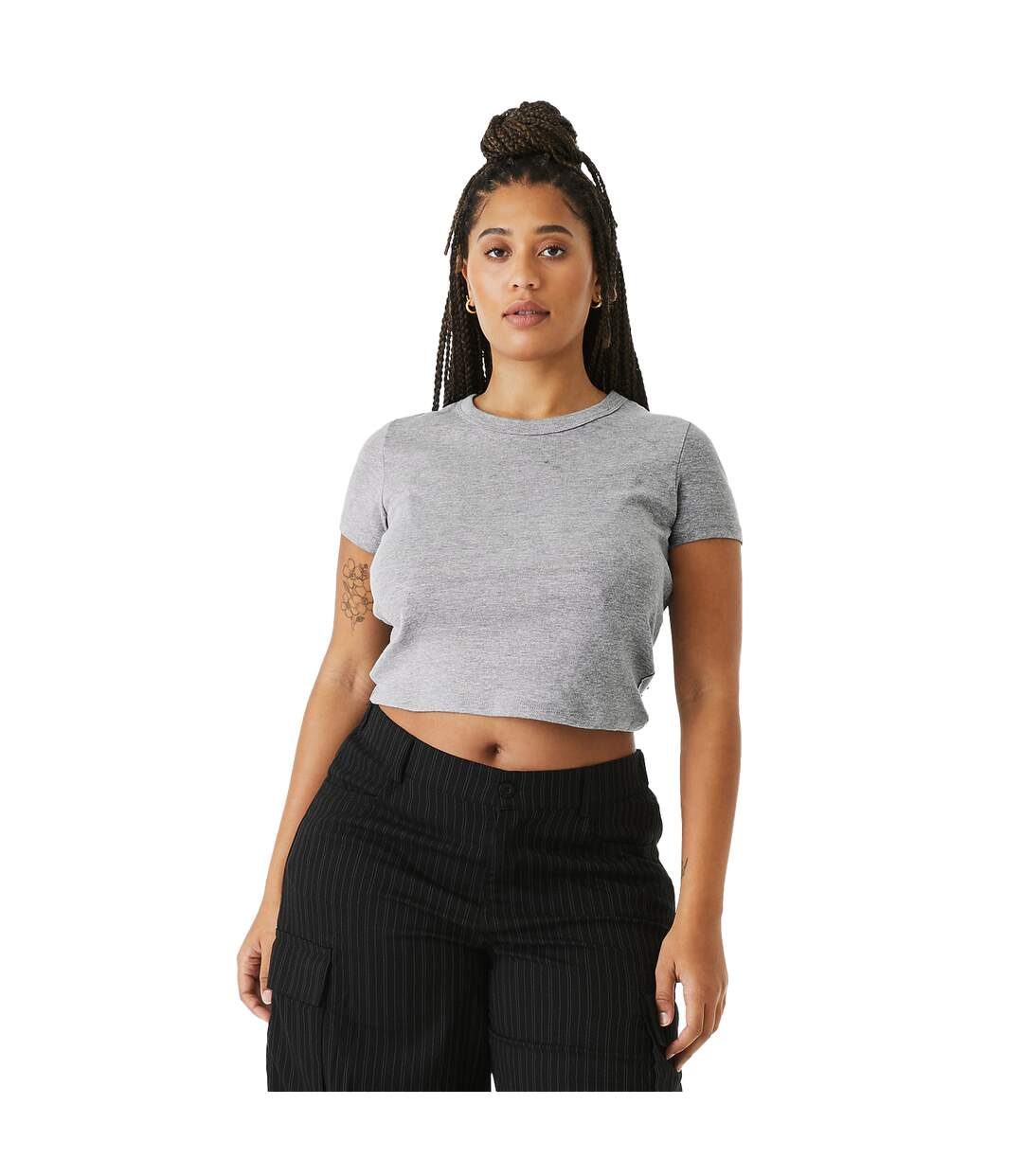Haut court baby femme gris clair chiné Bella + Canvas-3