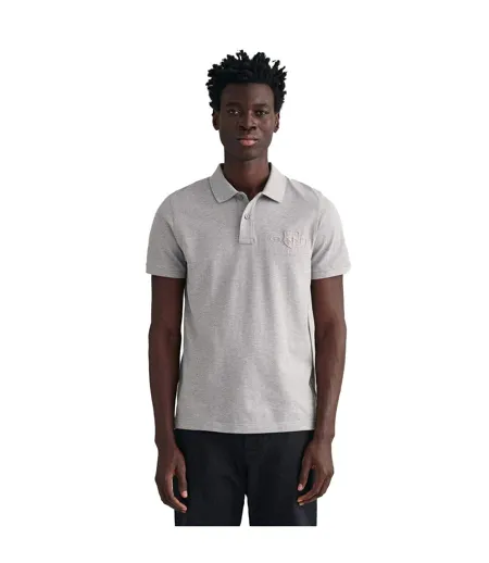 Polo Manches Courtes Motif/style Bouclier Homme Gris Gant