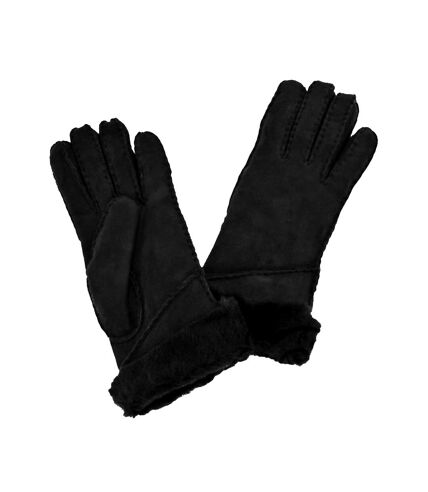 Eastern Counties Leather Womens/Ladies Long Cuff Sheepskin Gloves (Black) (M)