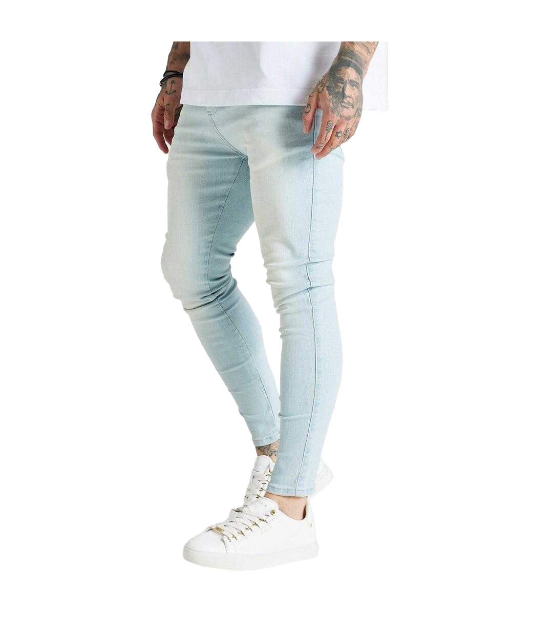 Mens Light Wash Skinny Jeans Blue SikSilk-2